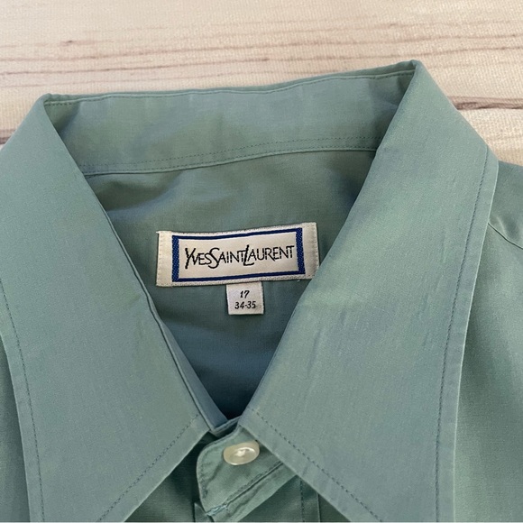 Yves Saint Laurent Men's Sea Green Button-Down Shirt - Picture 3 of 6